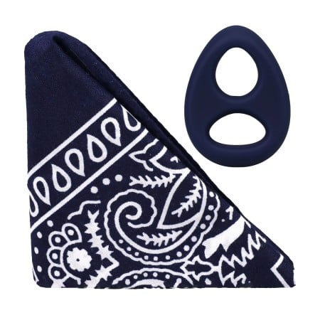 Rock Solid The Code Silicone C-Ring with Hanky Bandana Navy Blue