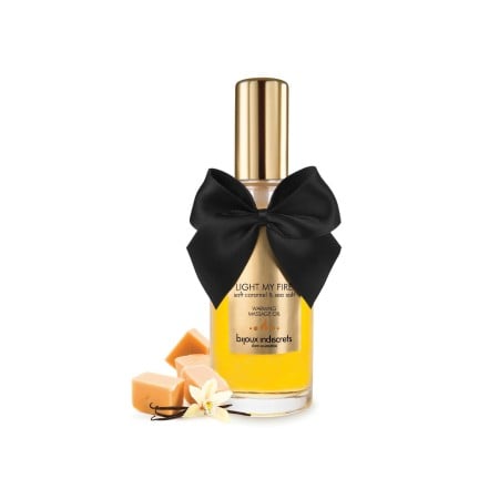 Hrejivý masážny olej Bijoux Indiscrets Light My Fire Soft Caramel & Sea Salt 100 ml
