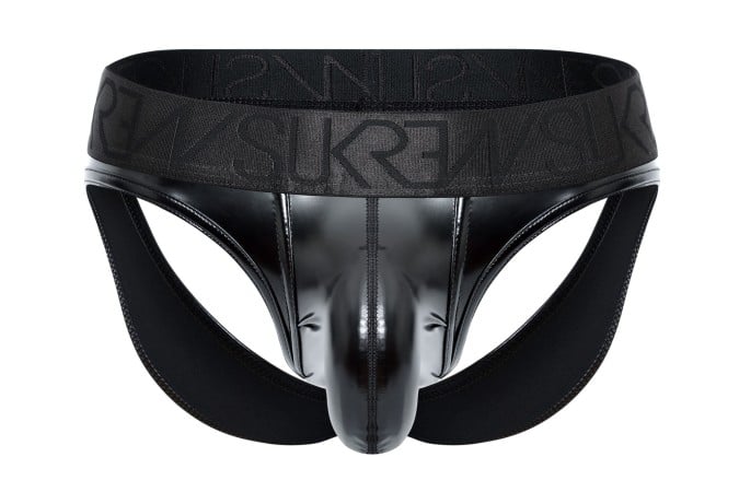 Sukrew Wet Look V Brief Fetish Black