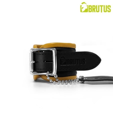 Brutus Leather Wrist Restraints Black-Yellow