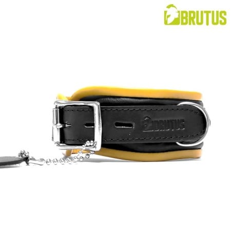 Brutus Leather Collar Black-Yellow