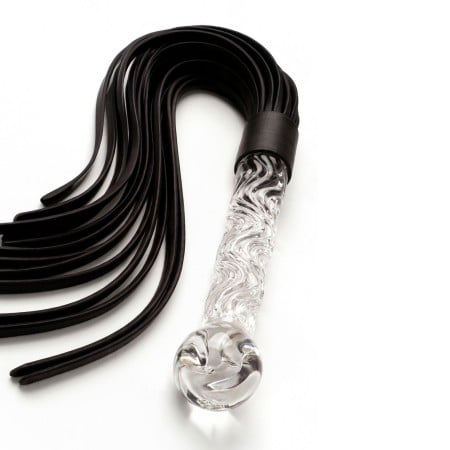 Sklenené dildo a dutky ToyJoy Glass Worxx Crystal Leather Whip
