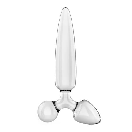 Sklenené dildo a kolík Satisfyer Triple Crystal 1 priehľadné