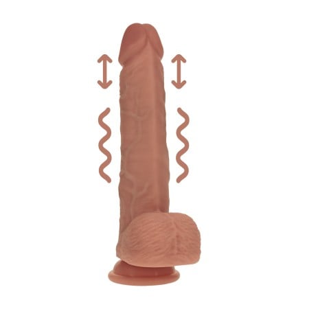 Vibračné a prirážací dildo s semenníkmi RealRock Dual Density 8″ Tan
