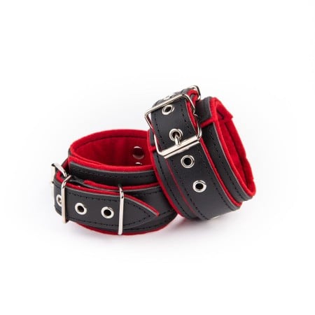 BlackRed Leather Ankle Restraints Black-Red