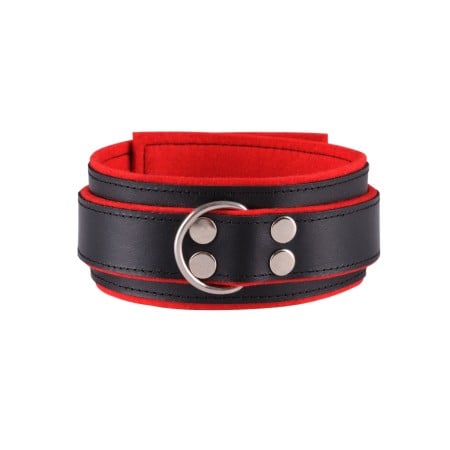 BlackRed Leather Collar Black-Red