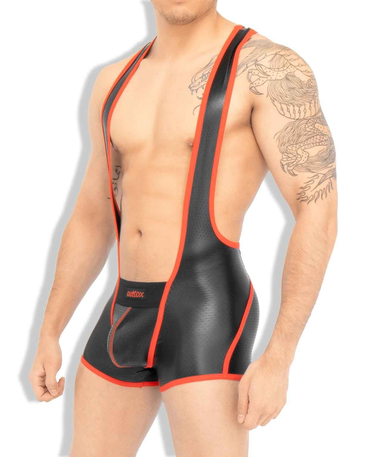 Outtox Zippered-Rear Wrestling Singlet Red |