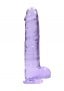 Gelové dildo RealRock Crystal Clear 9″ fialové