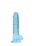 Gelové dildo RealRock Crystal Clear 7″ modré