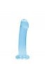 Gelové dildo RealRock Crystal Clear Non Realistic 7″ modré